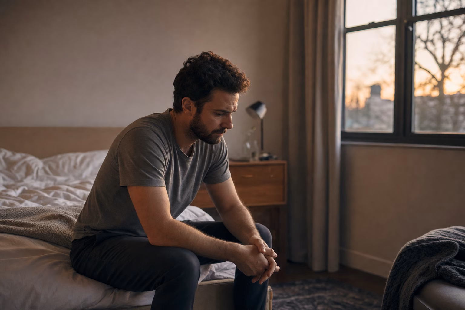 Hombre reflexionando sobre la ansiedad — salud mental masculina